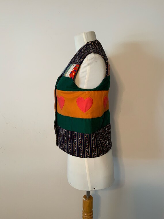 70’s Quilted Calico Hearts Patchwork Reversible P… - image 3