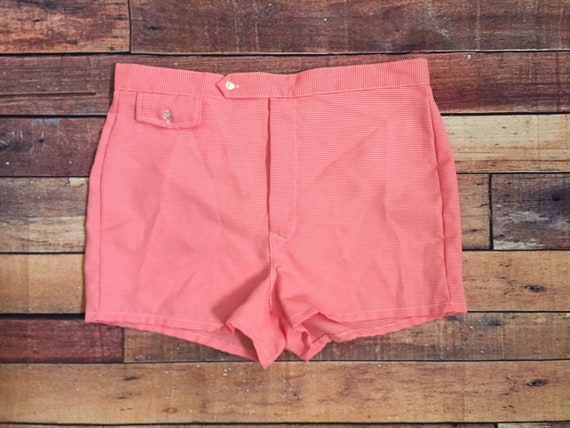 red and white swim trunks