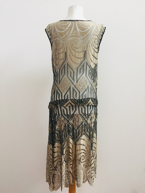 1920’s Sheer Drop Waist Scalloped Lace Dress Egyp… - image 7