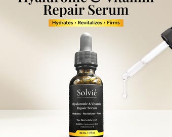 Sérum visage à l'acide hyaluronique | Vitaminé réparateur, végétalien, sans cruauté