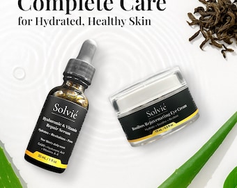 Feuchtigkeitsspendendes Gesichtsserum & Augencreme-Set, veganes Hautpflege-Duo