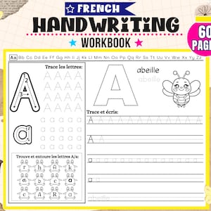 French Handwriting Workbook, Letter Tracing, Learn to write, French Language
