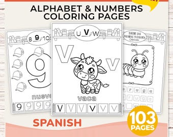 Learn Spanish Alphabet & Numbers, Tracing Letters, Coloring Worksheets (PDF Download)