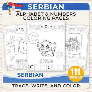 Learn Serbian Alphabet & Numbers, Tracing Letters, Coloring Worksheets (PDF Download)
