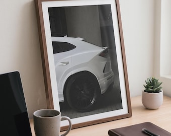 Luxury White Lamborghini Urus Wall Art Print – Modern Exotic Car Photography, Supercar Digital Download