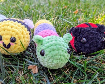 Gehäkelter Amigurumi Marienkäfer, Raupe, Hummel