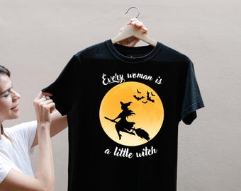 Flying Witch Halloween T-Shirt - Spooky Graphic Tee