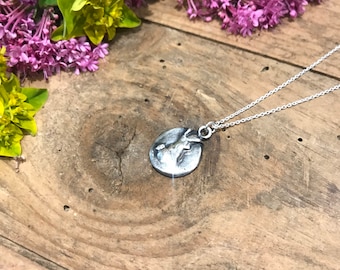 Little bunny - solid silver homemade rabbit charm with sterling silver necklace