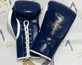 Handmade Fly Boxing Gloves – Cowhide Leather Training and Sparring Gloves with Customised Name