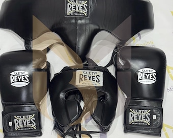 Gepersonaliseerde Cleto Reyes bokssparringset zwarte bokshandschoenen Trainingssets hoofd- en kruisbeschermer