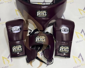 Conjunto de boxe artesanal Cleto Reyes para sparring, incluindo luvas de boxe profissionais, protetor de cabeça e virilha.