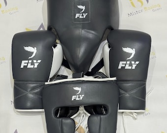 Fly Grey & White Boxen Sparring Set | Rindsleder, Schutzausrüstung