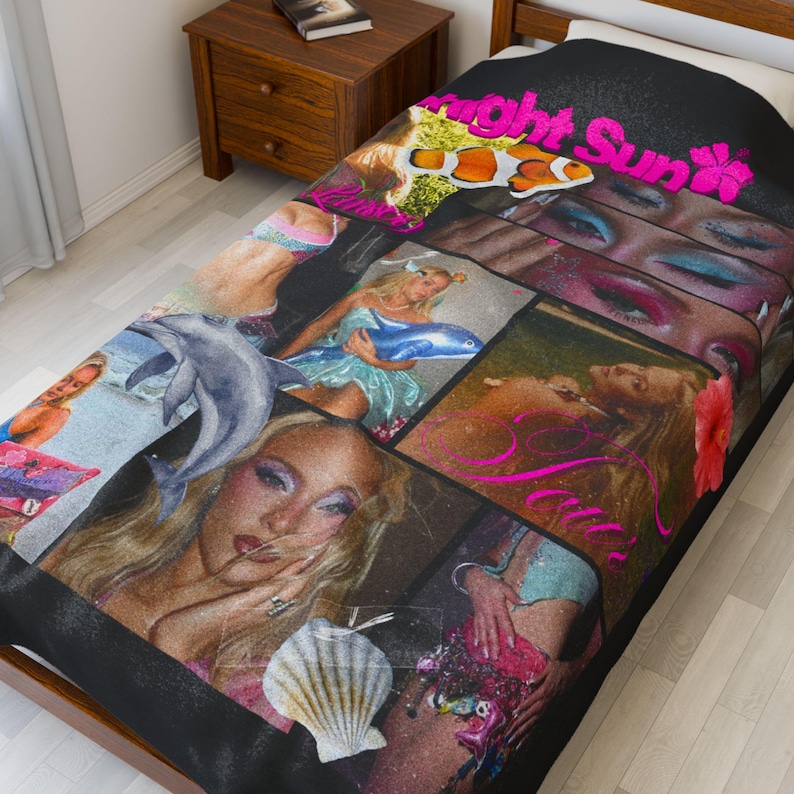 Midnight Sun Zara Larsson Velveteen Plush Blanket | beach, mermaid, glam visuals image 8