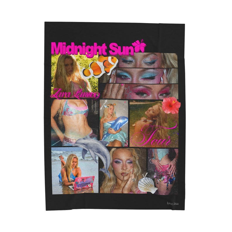 Midnight Sun Zara Larsson Velveteen Plush Blanket | beach, mermaid, glam visuals image 2