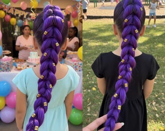 Rumi K Pop Demon Hunters Huntrix Purple Braiding Braid Hair, Wig + VIDEO TUTORIAL, Rumi-inspired Wig, Dutch Braid Ponytail, Dragon Braid Wig