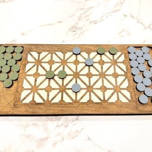 Fanorona Board Game | Hand-painted Wooden Family Game