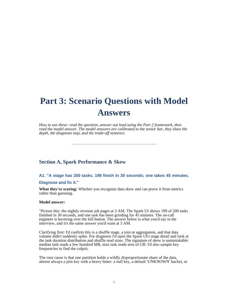 Databricks Data Engineer Interview Playbook PDF | 44 Scenario Questions with Model Answers | PySpark SQL Interview Prep Guide | DE Interview image 3