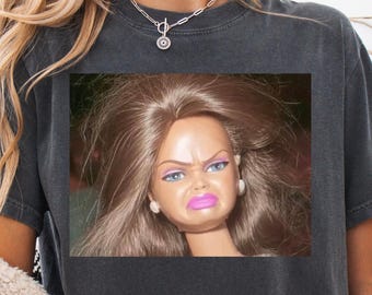 Funny Doll Meme Shirt, Moody Graphic Tee, Trendy Attitude Sweatshirt, Viral Aesthetic Shirt for Her, Comfort Colors Unisex Top