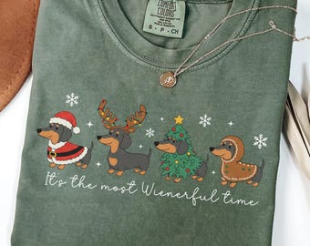 Dachshund Shirt, Weiner Dog Gifts, Funny Holiday Tees, Comfort Colors Xmas Shirt, Dog Lover Gifts, Christmas Tree Shirt