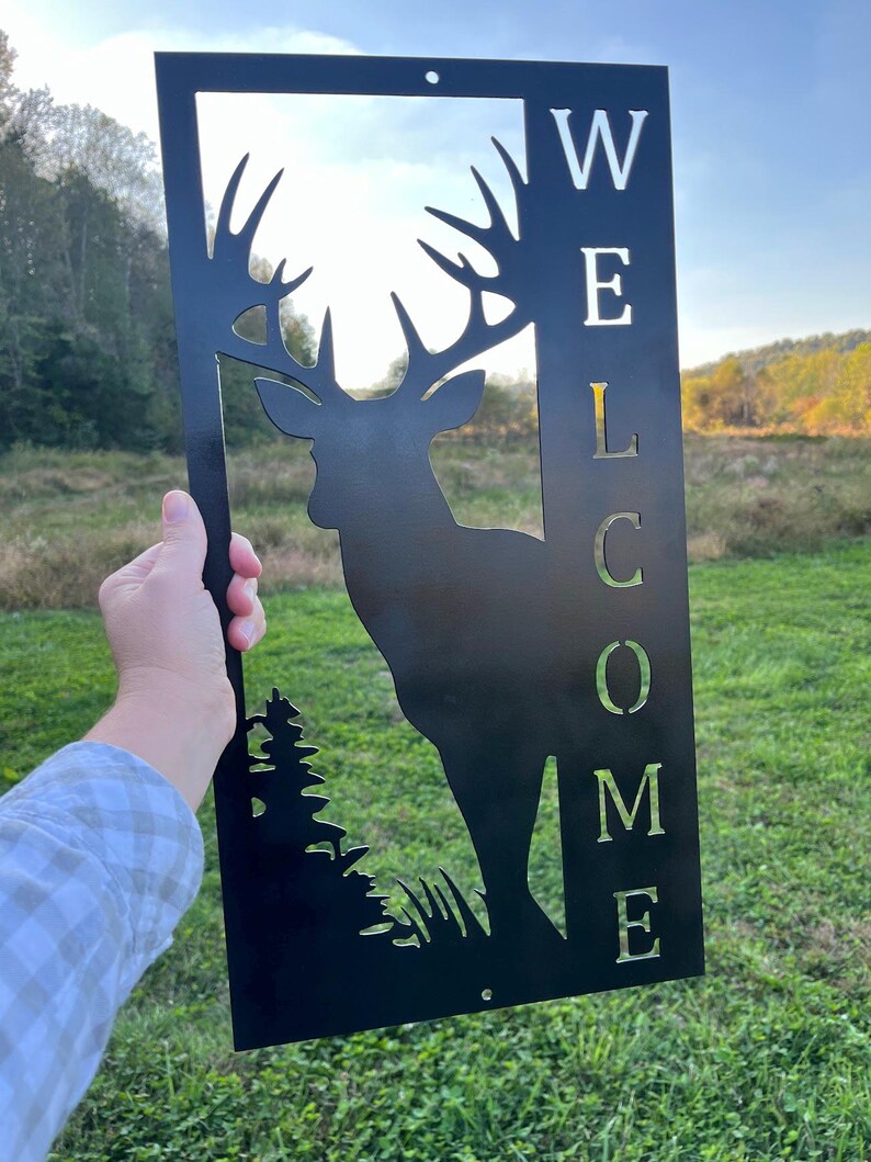 Metal Welcome Sign for Front Porch | Welcome Sign for Deer Hunters ...