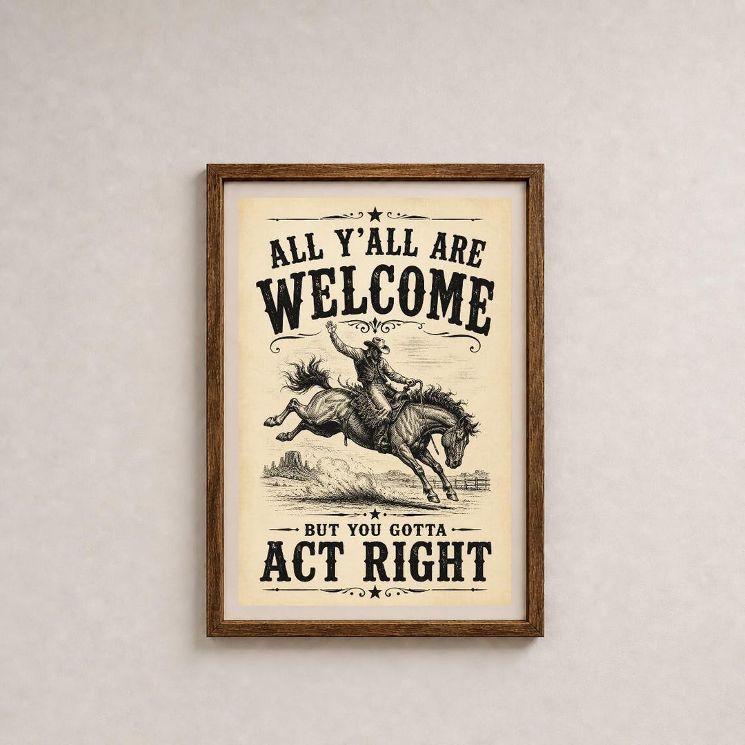 Western Wall Art Print, Rodeo Cowboy Horse Printable, Rustic Farmhouse ...