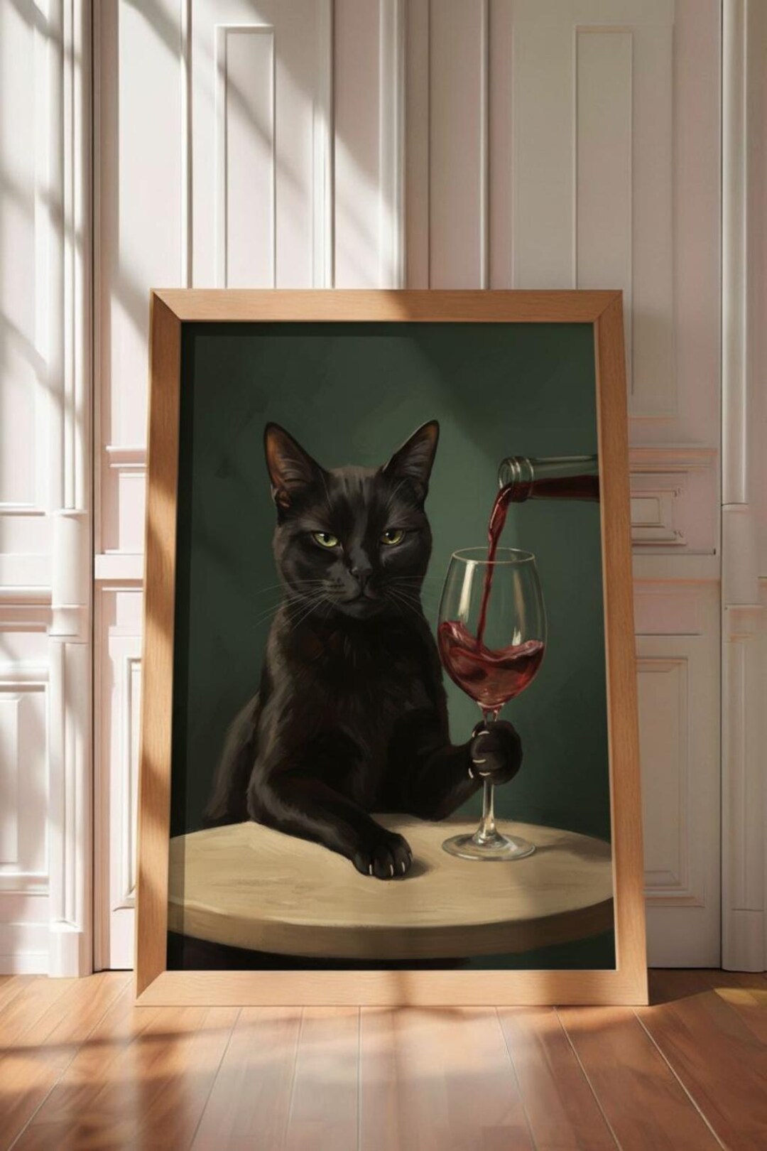 Black Cat Wine Art Print, Funny Pet Lover Gift (digital Download) - Etsy