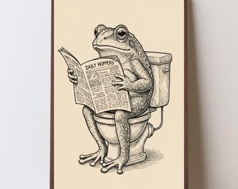 Decoración de pared para baño con temática de ranas / Boceto de animales con humor