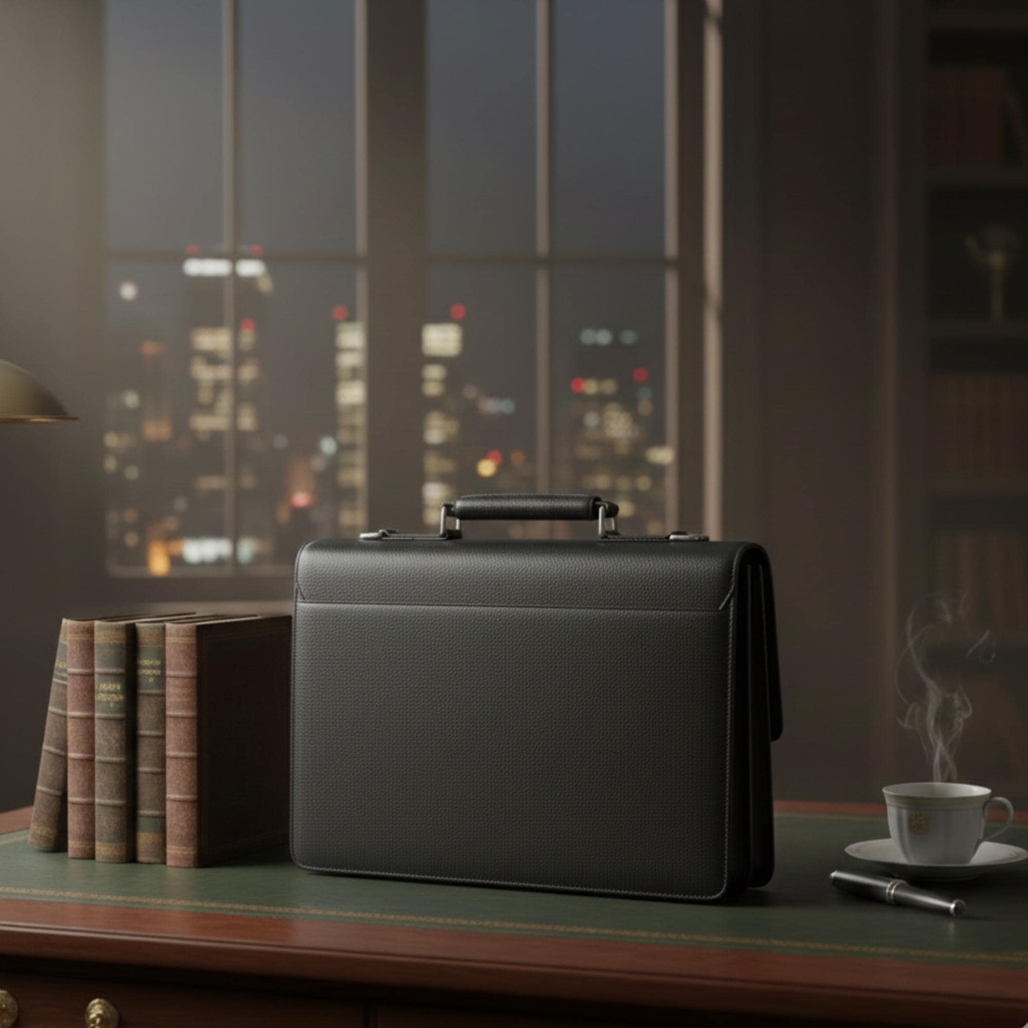 Men’s Black Leather Briefcase, Professional Laptop Bag, Minimalist ...