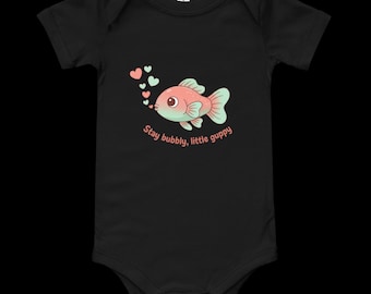 Cute Baby Fish Onesie, Stay Bubbly Little Guppy Bodysuit, Infant Ocean Outfit, Funny Baby Shower Gift, Newborn Animal Onesie