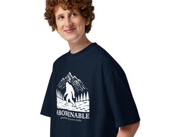 Abominable Bigfoot Mountain Graphic Tee, Vintage Oversized Organic Cotton Shirt
