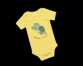 Funny Turtle Baby Onesie, Shell Yeah Ocean Care Bodysuit, Cute Sea Turtle Outfit, Infant Beach Outfit, Baby Shower Gift