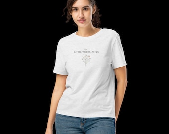 Women’s organic ribbed neck t-shirt - Little Wildflowers Floral Graphic T-Shirt