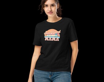 Sun Kissed Mama Retro Summer Beach T-Shirt, Coastal Mommy Tee