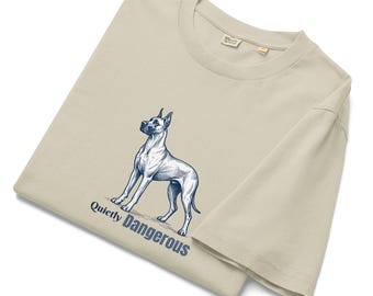Quietly Dangerous Doberman Shirt, Vintage Dog Graphic Tee, Minimalist Unisex Statement T-Shirt