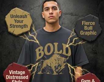 T-shirt graphique Bold Bull – chemise de sport vintage motivante