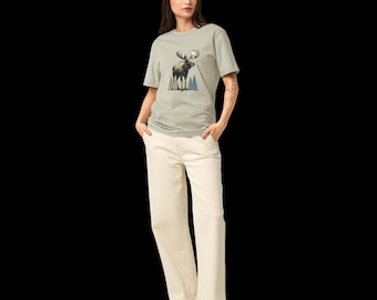 Moose Graphic T-Shirt, Woodland Nature Tee, Rustic Outdoor Shirt, Unisex Comfort Colors Style