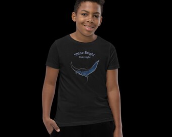 Shine Bright Manta Ray Kids Tee, Ocean Marine Life Graphic Shirt