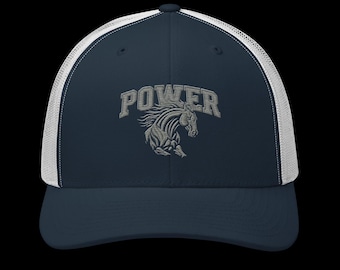 POWER Horse Embroidered Hat, Black Baseball Cap, Equestrian Style Dad Hat, Unisex Adjustable Trucker Hat
