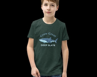 Grow Whale Shark Tee, Deep Slate Ocean Graphic Shirt
