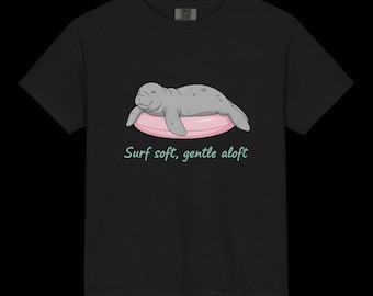 Manatee Kids Shirt, Comfort Colors 9018 Youth Tee, Cute Ocean Animal Shirt, Garment Dyed Heavyweight Tee, Coastal Summer Kids Shirt
