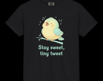 Stay Sweet Tiny Tweet T-Shirt, Comfort Colors Youth Graphic Tee, Cute Bird Shirt for Kids, Whimsical Animal Apparel, Soft Garment-Dyed Tee