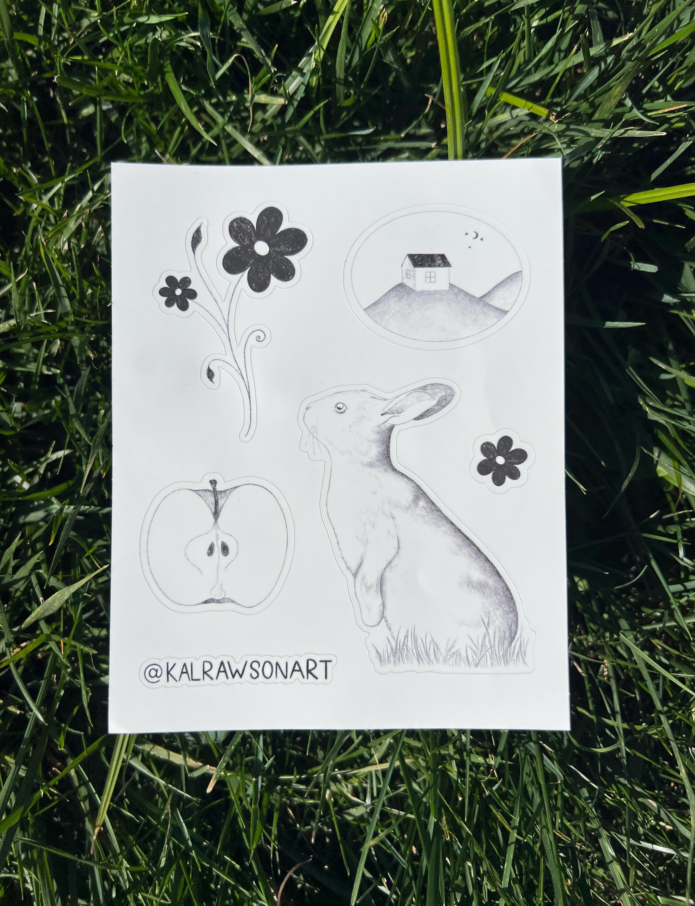Black and White Sticker Sheet - Etsy
