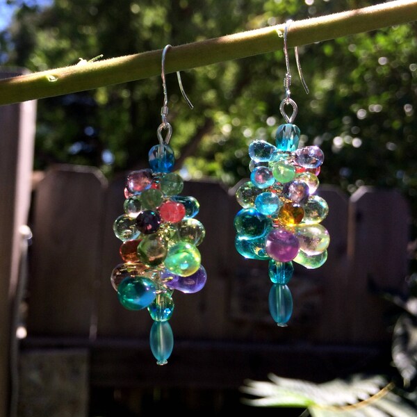 Czech Glass Bubble Earrings, Cluster Earrings