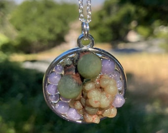 Resin and Grape Agate Necklace, Paso Robles Grape Pendant, Wine Country Pendant