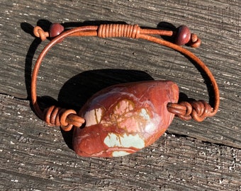 Dead Camel Jasper and Leather Bracelet