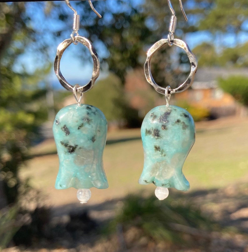 Kiwi Jasper and Moonstone Earrings