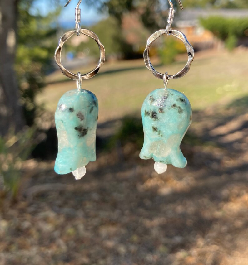 Kiwi Jasper and Moonstone Earrings