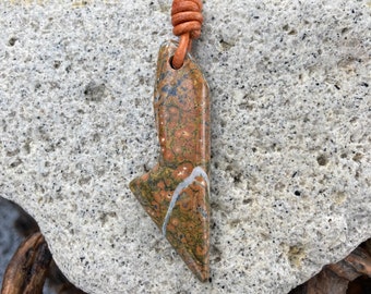 Santa Lucia Orbicular Poppy Jasper and Leather Necklace