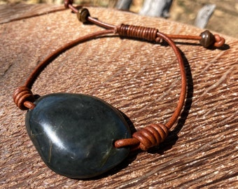 Big Sur Jade and Leather Bracelet