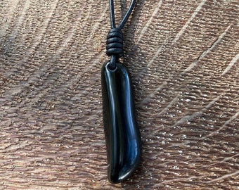 Obsidian and Leather Necklace